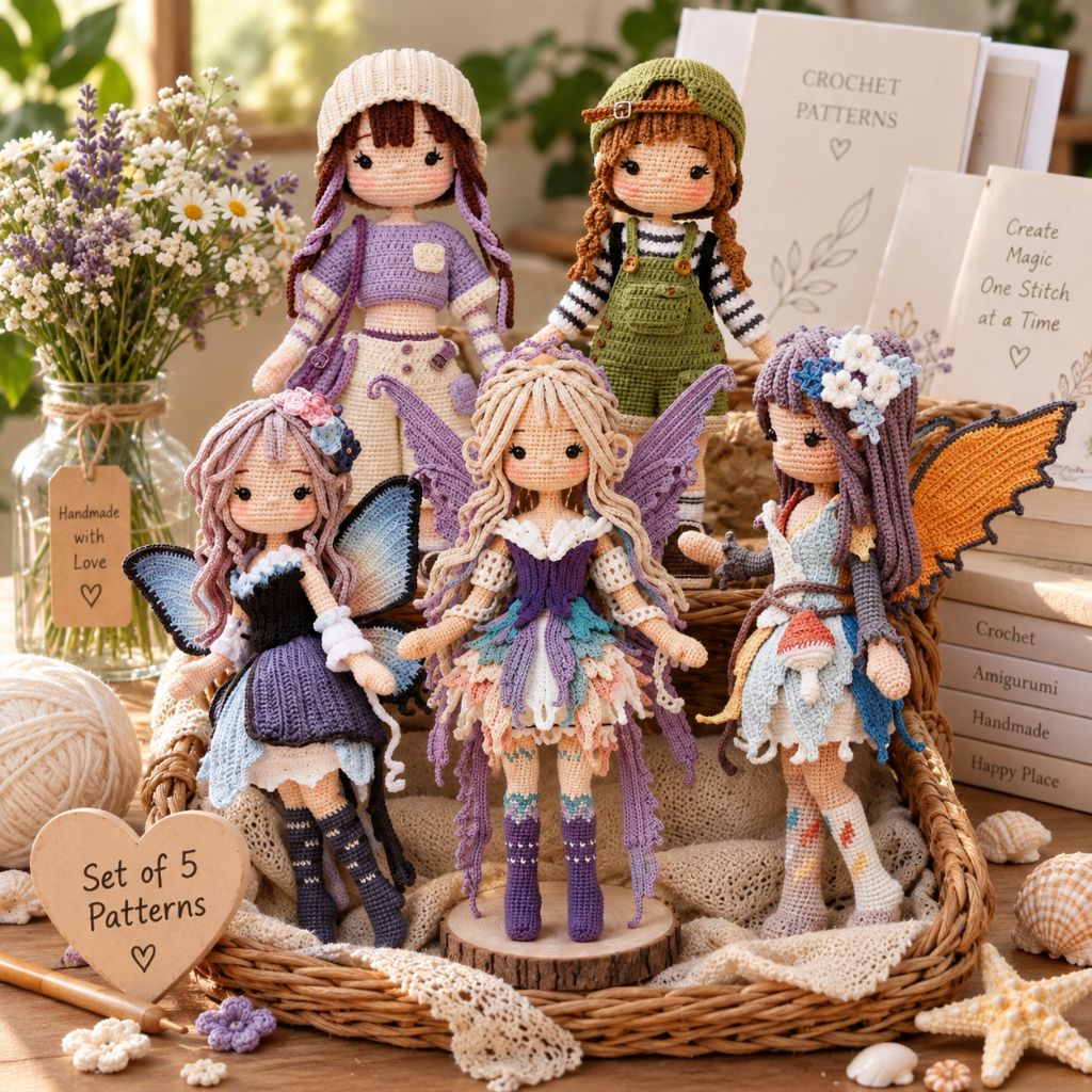 🧚‍♀️ Magical Fairy Dolls Crochet Bundle – Set of 5 Patterns